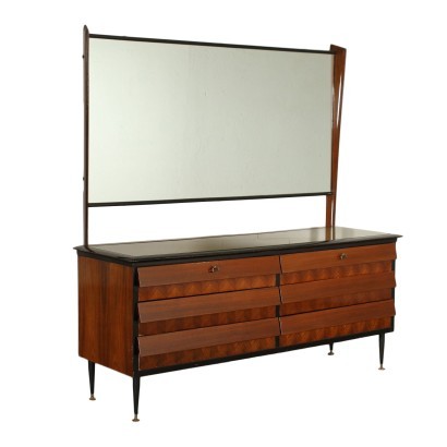 Dresser Veneered Wood Metal Polyester Back-Treated Glass Italy 1960s