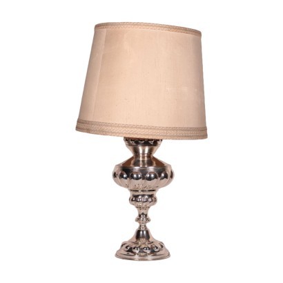 Lampe Carlo Mozzoni, Versilbertem Metall, Stoff, Italien, 60er.