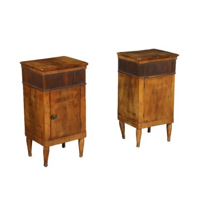 Pair of Chareles X Bedside Tables Walnut Treviso Italy 19th Century