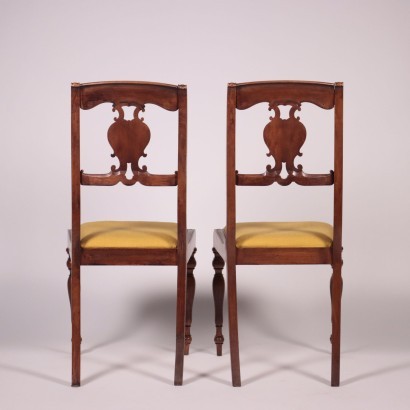 Pair of Louis Philippe Chairs Walnut Italy 19th Century