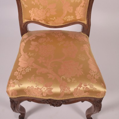 Chaise Rococo Lombarde, Noyer, Rembourré, Italie, XVIII S.