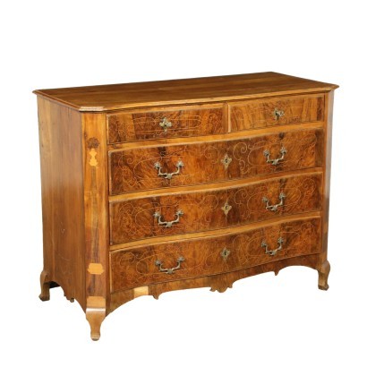 Inlaid Chest of Drawers Walnut Pine Marple Central Italy 18th Century