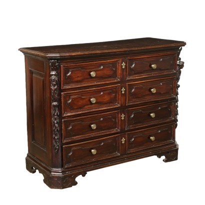 Chest Of Drawers Baroque Walnut Poplar Lombardy Italy Early 1700