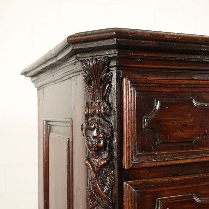 Commode Baroque Lombarde, Noyer, Peuplier, Italie, XVIII S.