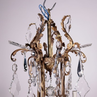 Big 12 Lights Chandelier Gilded Bronze Glass Italy 20th Century