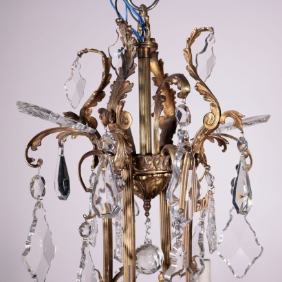 Big 12 Lights Chandelier Gilded Bronze Glass Italy 20th Century