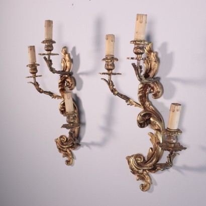 Pair of Wall Lights Bronze Italy 20th Century