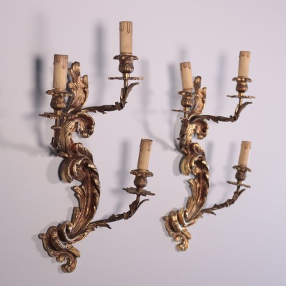 Pair of Wall Lights Bronze Italy 20th Century