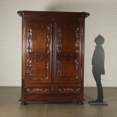 Grande Armoire Française, Chêne, Fer Forgé, Laiton, France, '700