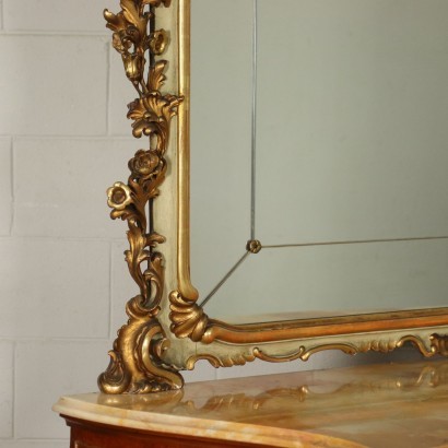 Commode avec Miroir Style Rococo, Chêne, Marbre, Bronze, Italie, XX S