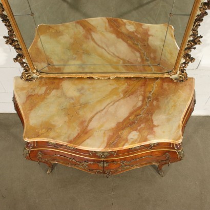 Dresser With Mirror Oak Marble Bronze Italy 20th Century