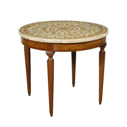 Revival Table With Marble Top Olive Marble Italy 20th Century