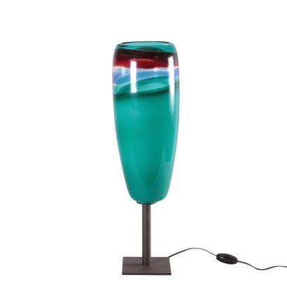 Lampe Massimo Vignelli, métal, verre soufflé, Italie, 1950-60.