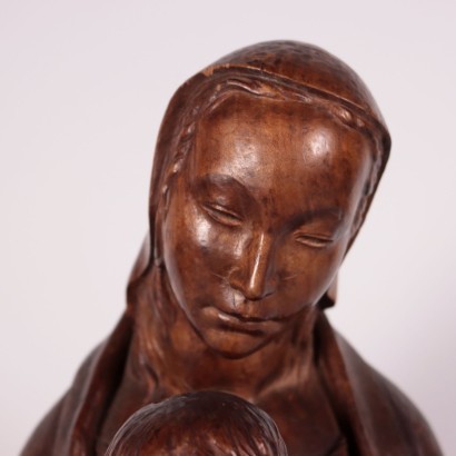 Mother Mary With Child Wooden Sculpture Italy 19th Century