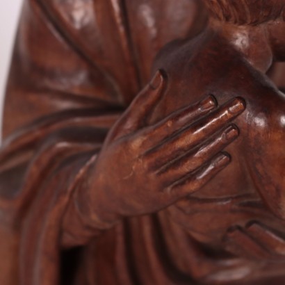 Mother Mary With Child Wooden Sculpture Italy 19th Century