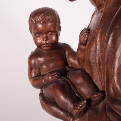 Mother Mary With Child Wooden Sculpture Italy 19th Century