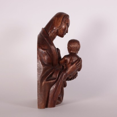 Mother Mary With Child Wooden Sculpture Italy 19th Century