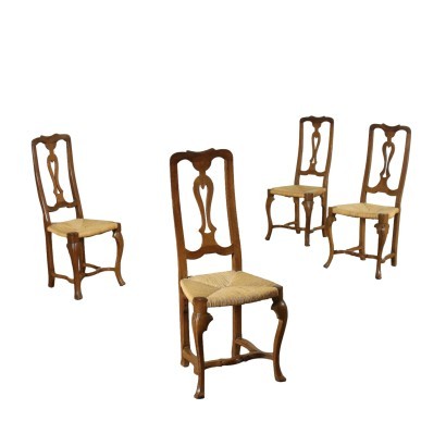 Groupe de 4 Chaises Noyer Modène (Italie) '700