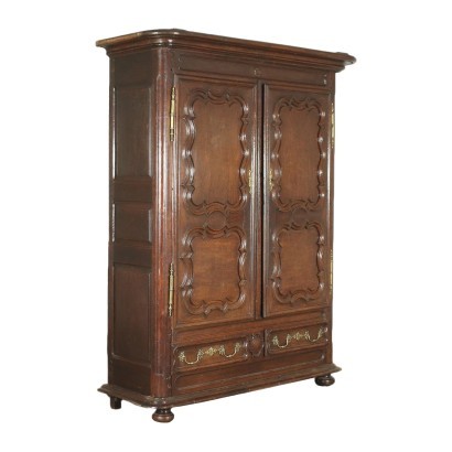 Grande Armoire Française, Chêne, Fer Forgé, Laiton, France, '700