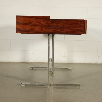 Writing Desk Chromed Metal Veneered Wood Italy 1960s
