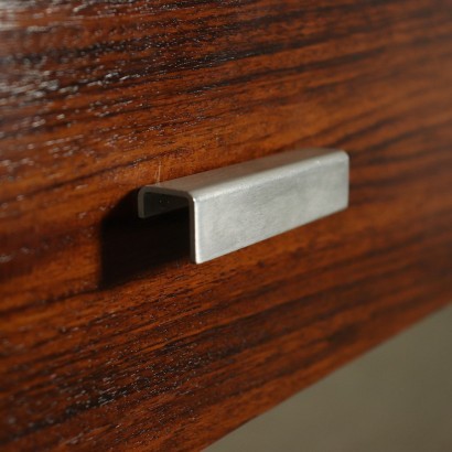 Writing Desk Chromed Metal Veneered Wood Italy 1960s