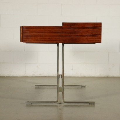 Writing Desk Chromed Metal Veneered Wood Italy 1960s