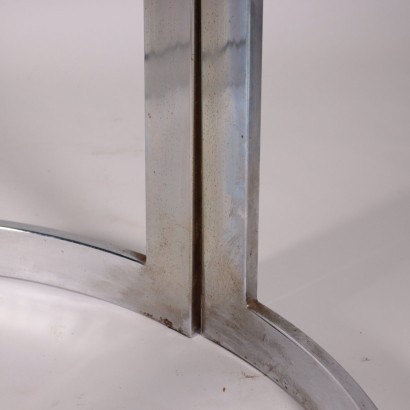 Table Chromed Metal Glass Italy 1960s 1970s