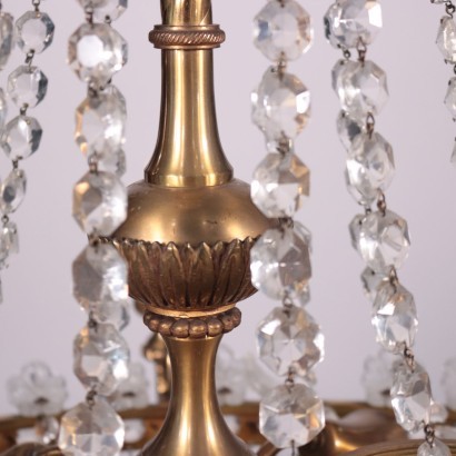 Revival Chandelier Gilded Bronze Glass Italy 20th Century