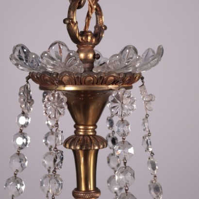 Revival Chandelier Gilded Bronze Glass Italy 20th Century