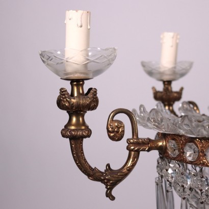 Revival Chandelier Gilded Bronze Glass Italy 20th Century