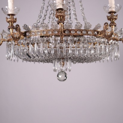 Revival Chandelier Gilded Bronze Glass Italy 20th Century