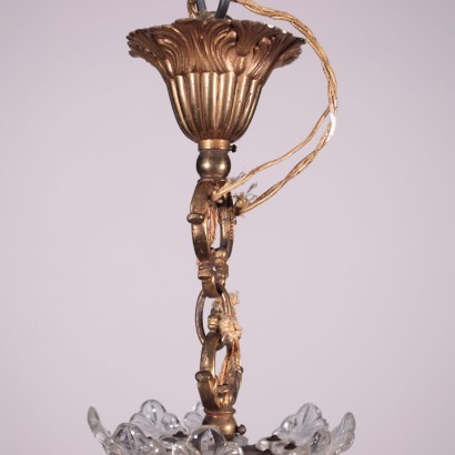 Lustre Bronze Doré Verre - Italie XX Siècle.