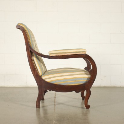 Luois Philippe Armchair Walnut Padded Italy 19th Century