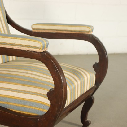 Luois Philippe Armchair Walnut Padded Italy 19th Century