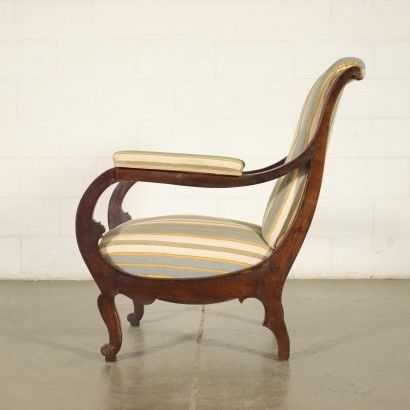 Luois Philippe Armchair Walnut Padded Italy 19th Century