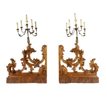 Pair Of Balusters Barocchetto Swiss Pine Wrought Iron Italy 1750