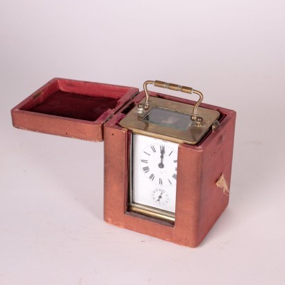 Travel Clock With Case Gilded Bronce 19th Century