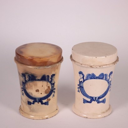 antiquariato, vaso, antiquariato vaso, vaso antico, vaso antico italiano, vaso di antiquariato, vaso neoclassico, vaso del 800,Gruppo di Barattoli in Ceramica Maiolica