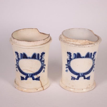 antiquariato, vaso, antiquariato vaso, vaso antico, vaso antico italiano, vaso di antiquariato, vaso neoclassico, vaso del 800,Gruppo di Barattoli in Ceramica Maiolica