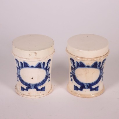 antiquariato, vaso, antiquariato vaso, vaso antico, vaso antico italiano, vaso di antiquariato, vaso neoclassico, vaso del 800,Gruppo di Barattoli in Ceramica Maiolica