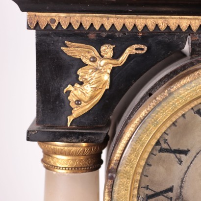 Temple Shaped Clock Alabaster Bronze Wood France19th Century