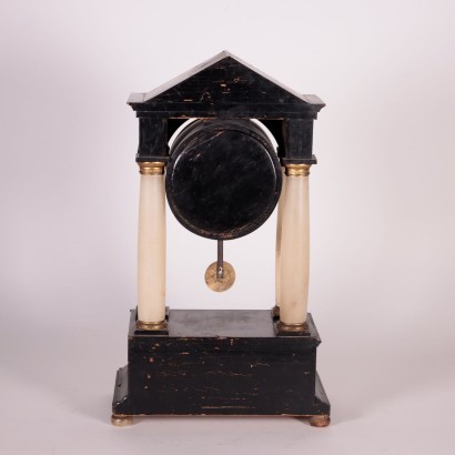 Horloge Temple Albâtre Bronze Ébène - France XIX Siècle