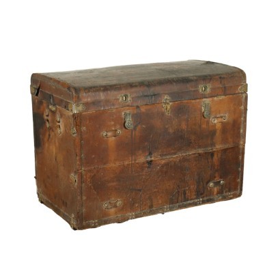 Vintage Au Depart Leather Trunk Paris 1910s-1920s