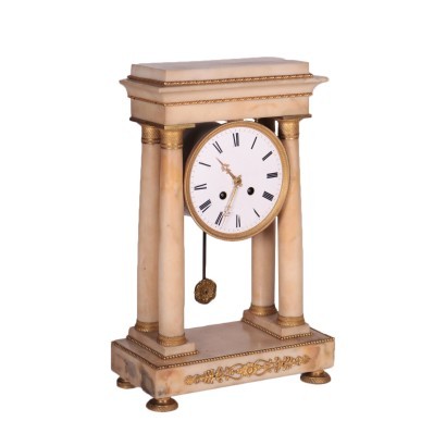 Temple Shaped Clock Marble Gilded Bronze France 19th Century