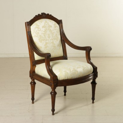 Groupe de 6 Fauteuils Louis XIV Noyer - Italie XVIII Siècle