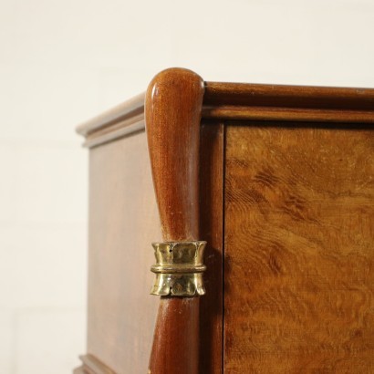 Pair Of Chests Of Drawers Beech Burl Veneer Brass Glass Italy 1950s 60