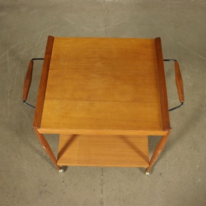 Service Trolley Reguitti Solid Beech Teak Veneer Italy 1960s