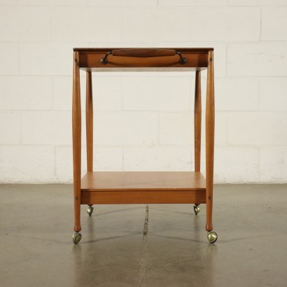 Service Trolley Reguitti Solid Beech Teak Veneer Italy 1960s