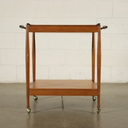 Service Trolley Reguitti Solid Beech Teak Veneer Italy 1960s