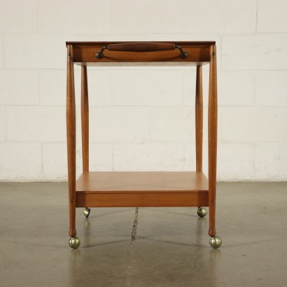 Service Trolley Reguitti Solid Beech Teak Veneer Italy 1960s